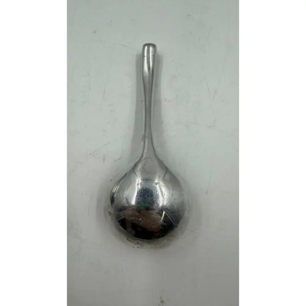 Vintage Mexican Hand-Crafted Polished Cast Aluminum Sauce  Bowl & Spoon